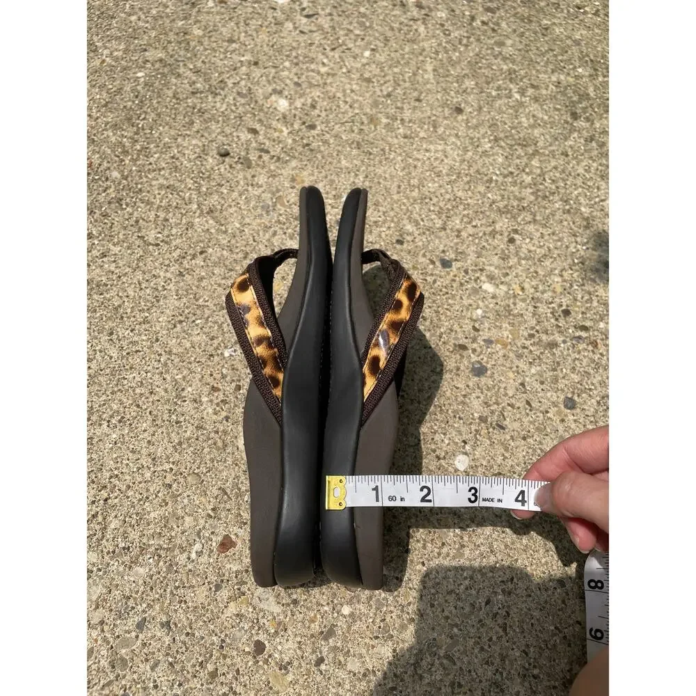 Vionic Tide II Leopard Thong Flip Flops Slip on Sandals Womens Sz 6 Orthotic